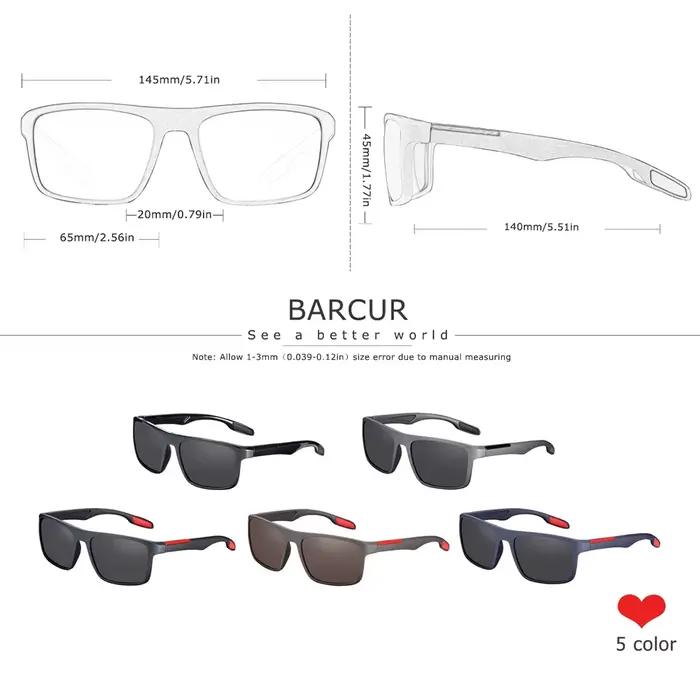BARCUR TR90 hommes lunettes de soleil polarisées ultralégères sport lunettes de soleil pour femmes l