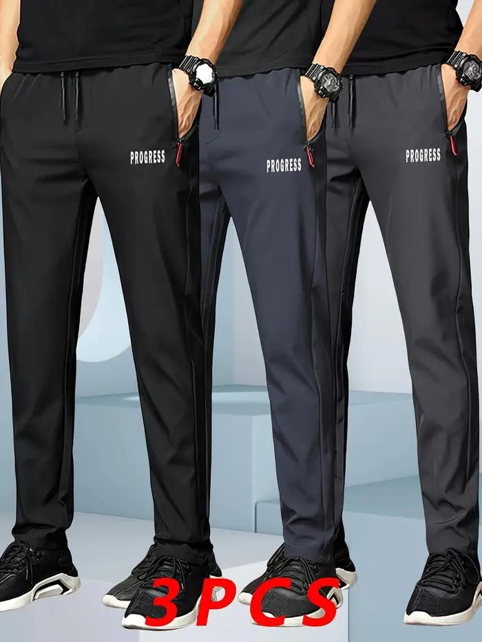 3 pièces pantalons décontractés pour hommes Stretch taille élastique survêtement coréen classique bl
