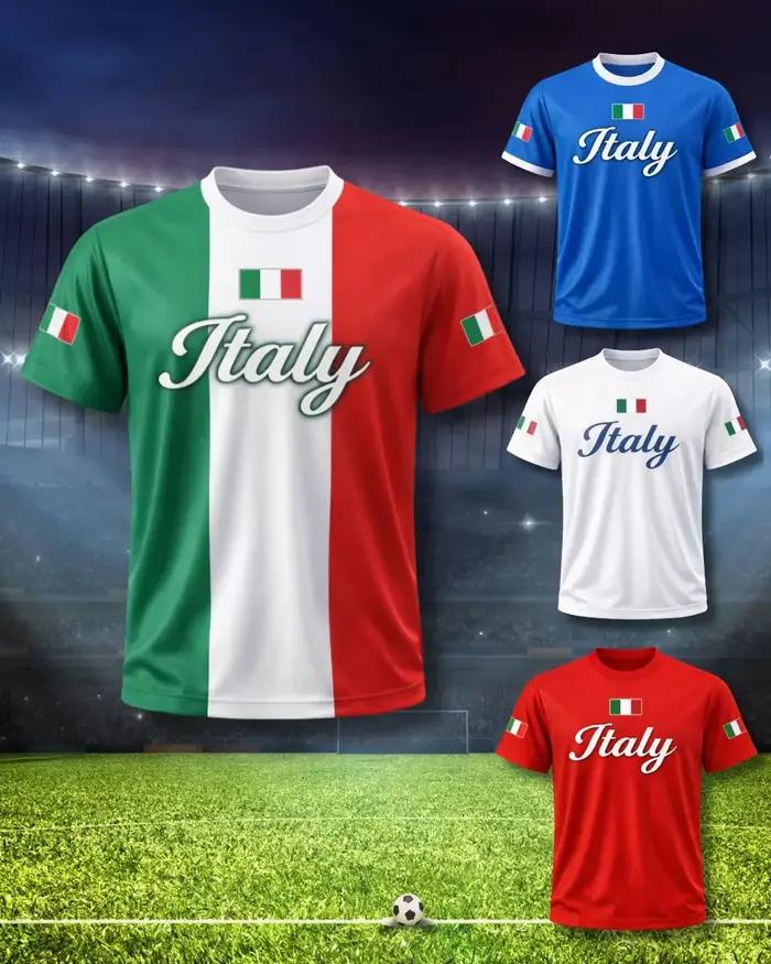 Maillot de football drapeau italien personnalisé avec nom et numéro