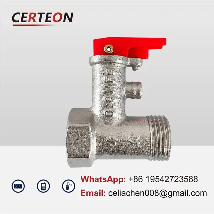 Soupape de Sécurité Chauffe Eau Électrique en Laiton Soupape de Décharge de Pression Réglable à Ressort Clapet Anti Retour Purge d'Air pour Chauffe Eau Solaire 1 2 Pouce