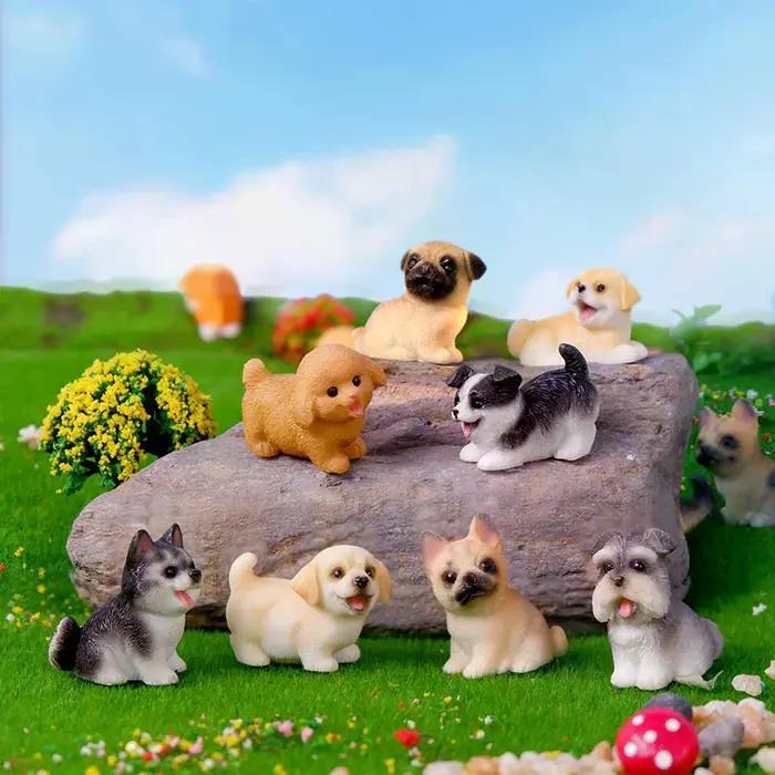 Figurine miniature de chien en résine pour décoration intérieure et extérieure, ornements pour jardin féerique, micropaysage, cadeau pour amoureux des chiens occasions spéciales