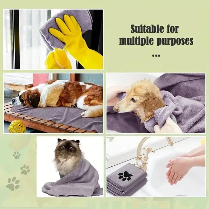 Serviette de bain pour animaux de compagnie en microfibre