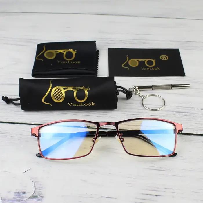 Lunettes de lecture multifocales VANLOOK avec double couche bleu et vert pour homme et femme, style rétro rectangle, confortable et tendance pour la lecture et le travail à l'ordinateur