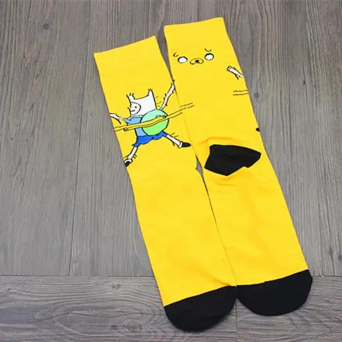 Chaussettes chasse motifs anime aventure jaunes - coton rôlistes comics homme femme originales