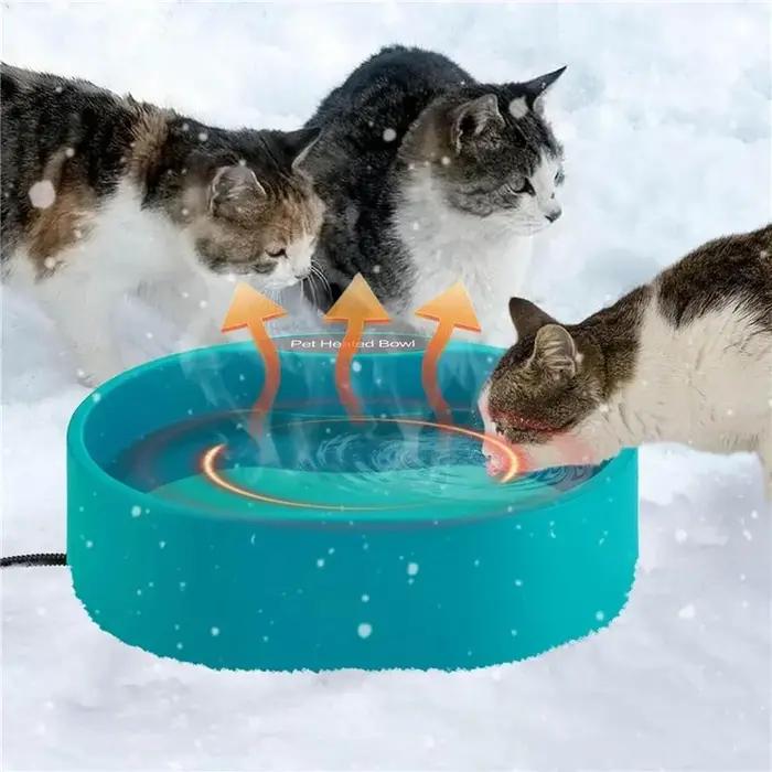 Bol à eau chauffant automatique de grande taille 3,7 L, bol à eau automatique pour chiens, chats et animaux, sensible à la température, pour l'extérieur en hiver