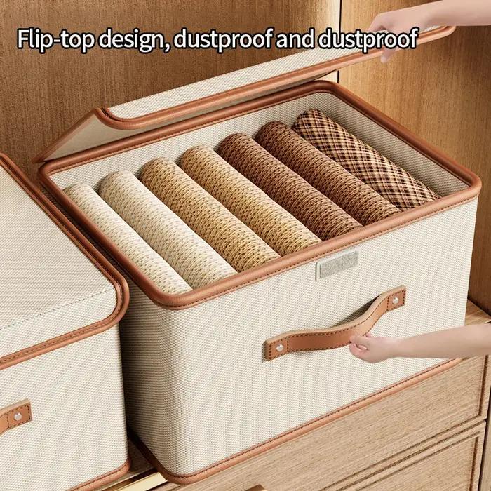 Boîte de rangement pliable en cuir PU pour vêtements