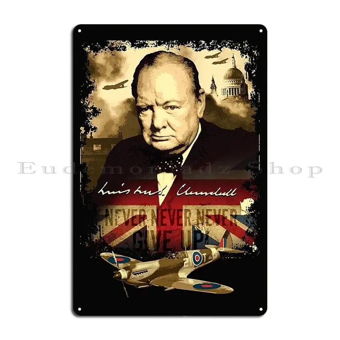 Plaque Winston Churchill Citations en Métal Vintage pour Décoration Murale Maison Occasions Spéciales