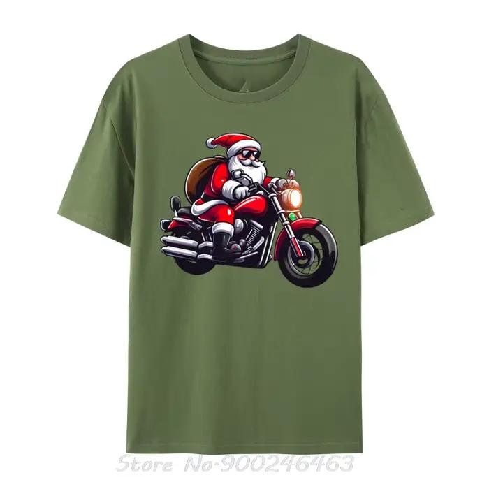 T-Shirts Drôle Santa équitation moto pour homme hauts t-shirt unisexe motifs imprimés coton polyester quatre saisons occasions quotidiennes