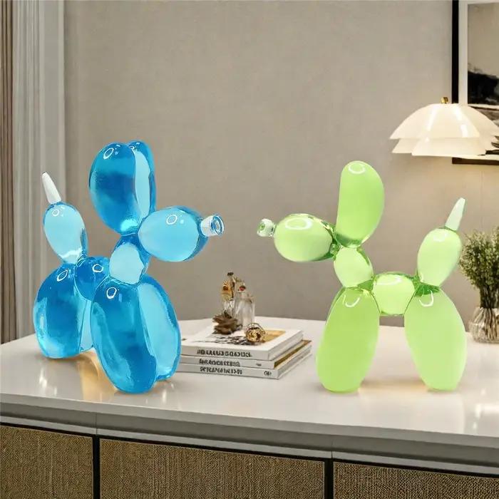Statues nordiques en résine de chien, ballon translucide, Animal de salon, bureau, meuble TV, ornement pour pendaison de crémaillère