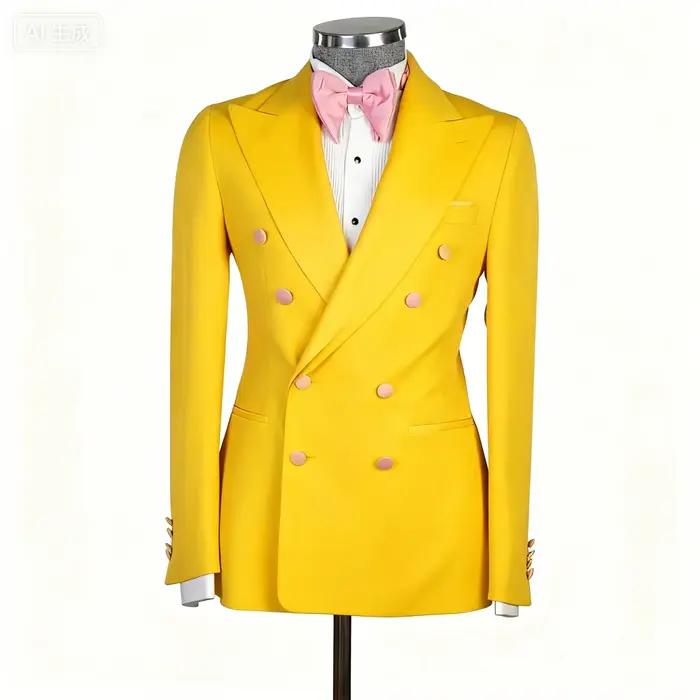 Costume de Marié Rose 2 Pièces Style Tendance pour Homme avec Double Boutonnage pour Mariage, Banquet, Soirée Formelle – Tenues et Vêtements pour Hommes