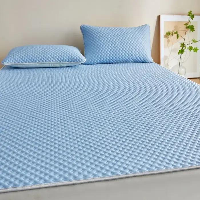 Matelas rafraîchissant d'été, respirant, doux pour la peau, tapis de lit en soie glacée, lavable, li