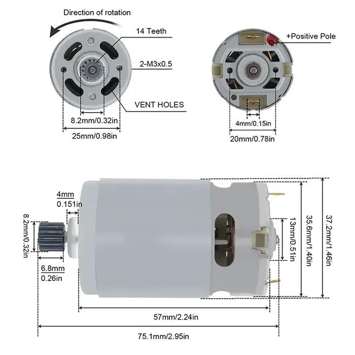 Accessoires pour outils électriques, moteur brossé RS550 14 dents 21V pour Bosch pour DeWalt pour Ma