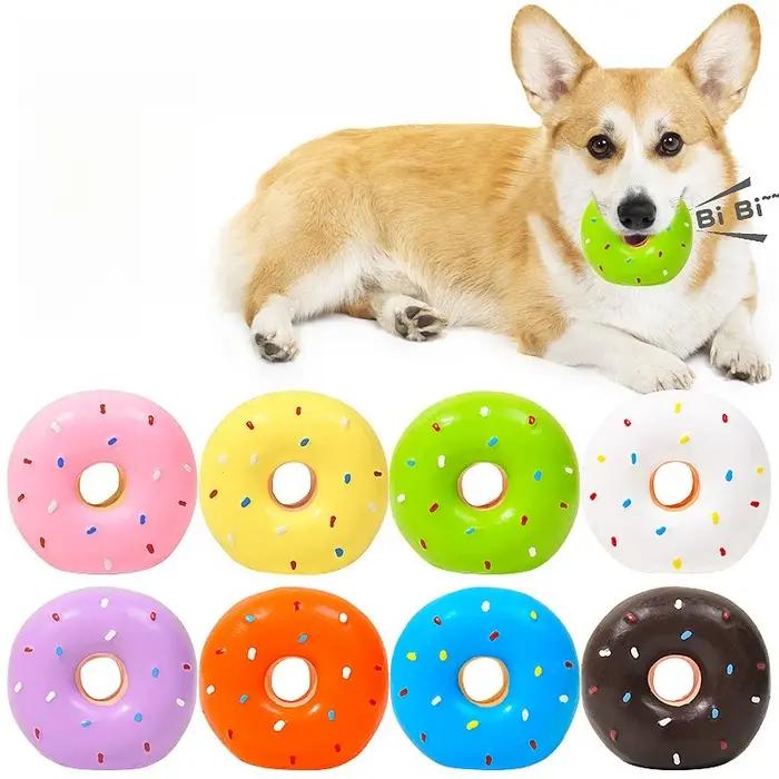 Jouets pour chiens couineurs en forme de beignet jouet interactif meulage des dents
