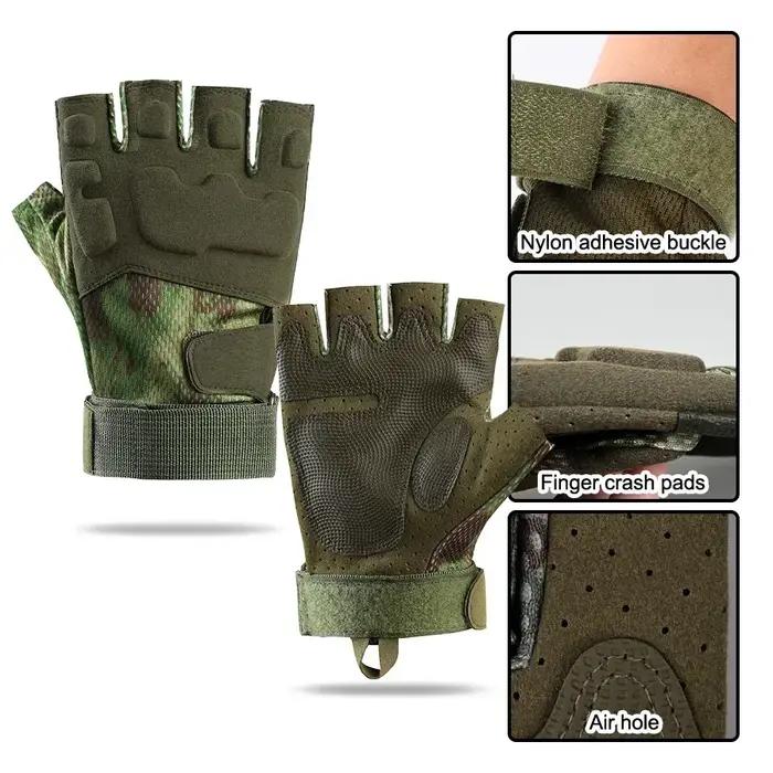 Gants de chasse demi-doigt mitaines absorbant chocs pour vélo paintball tir outdoor