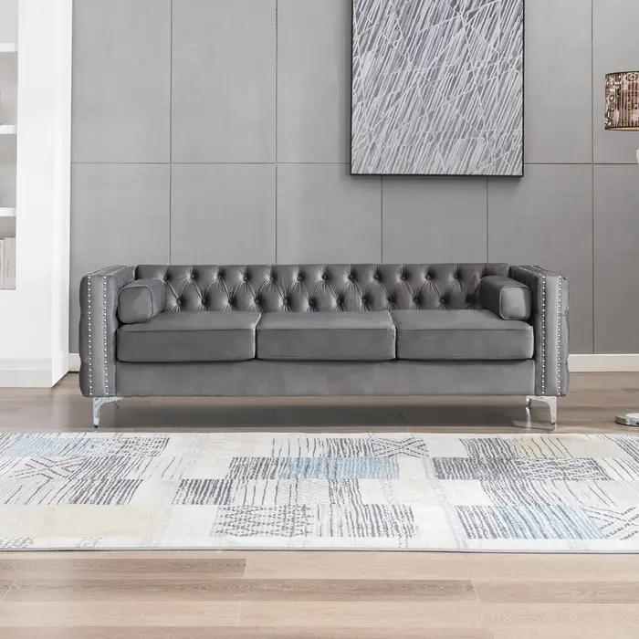HORGgland-Canapé sectionnel convertible O, canapé en forme de L avec coussin de jet et coussin de tr