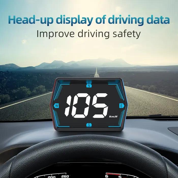 Affichage tête haute pour voiture, pour compteur intelligent HUD, GPS, sécurité, alarme de survitess