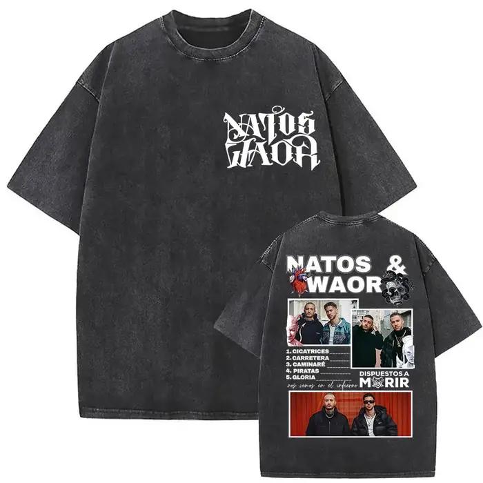Lavé Vintage NATOS WAOR Hijos De La Ruina Logo Album Merch t-shirts hommes femmes Hip Hop gothique à