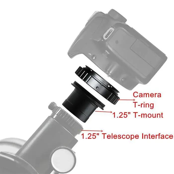 Adaptateur T-mount 1.25" pour télescopes astronomiques et appareils photo Canon Nikon Sony - Astrophotographie chasse