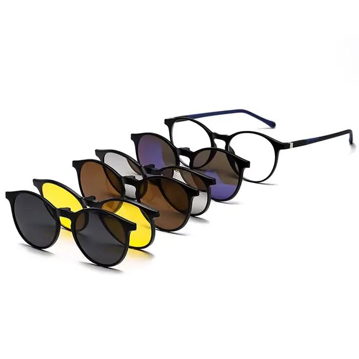 KAMMPT-Ensemble de Lunettes de Soleil Vintage Rondes pour Femme, Verres Polarisés de Résubdivision,