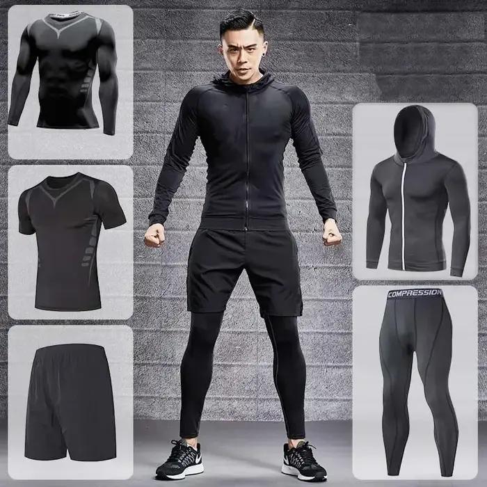 Survêtement de course pour hommes, ensemble de vêtements de Sport d'entraînement, de Fitness, Leggin