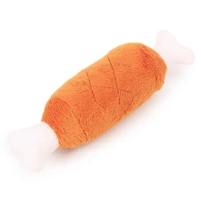 Jouet en peluche couineur en forme de jambe de poulet pour chien