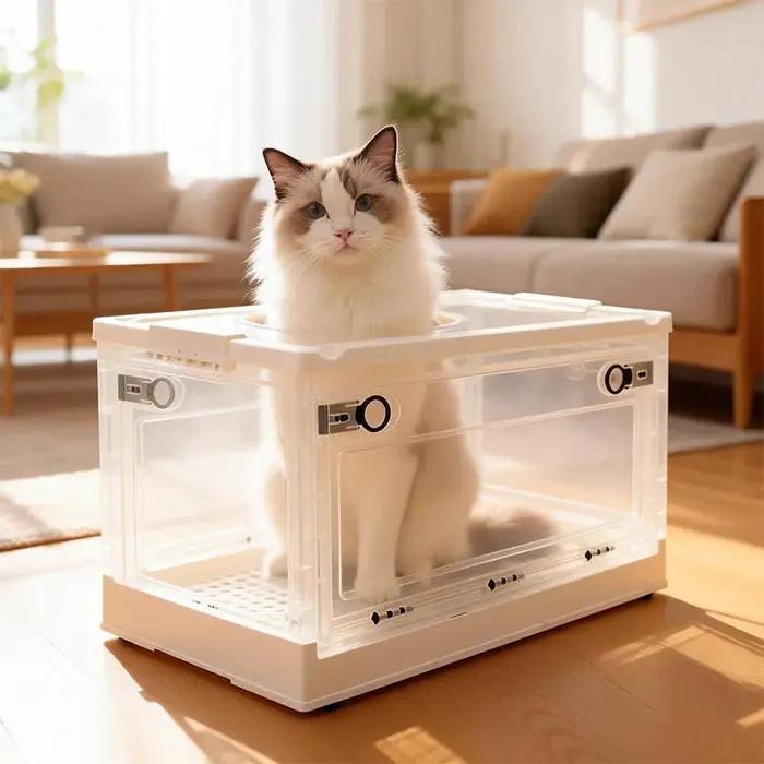 Fournitures de soins respiratoires pour animaux de compagnie nébuliseur pliable boîte à oxygène chambre respiratoire ventilée pour chats et chiens occasions spéciales