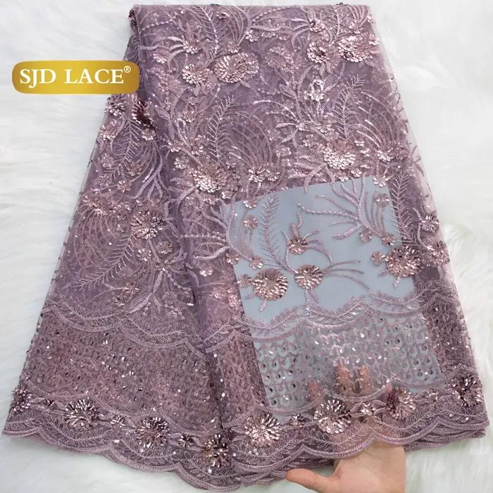SJD dentelle africaine française Tulle paillettes maille dentelle tissu 2026 haute qualité nigérian
