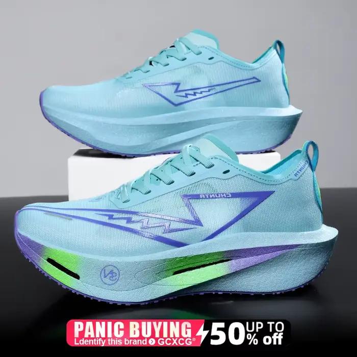 Chaussures de course homme GCXCG semelle en carbone baskets respirantes et légères pour marathon confortables et antidérapantes