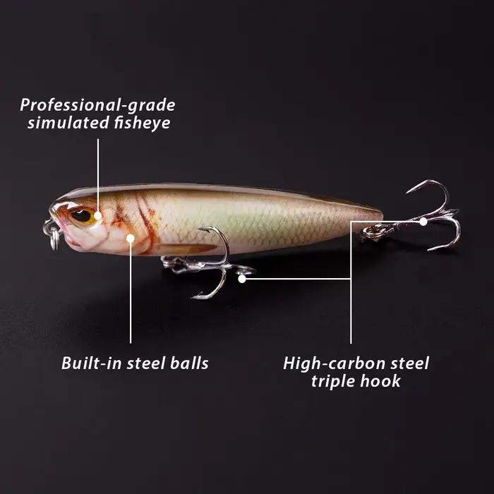 Hanlin 6.5 cm/2.56in Popper marcher le chien hochet petits appâts Wobble leurre de pêche flottant en plastique manivelle bar brochet attirail