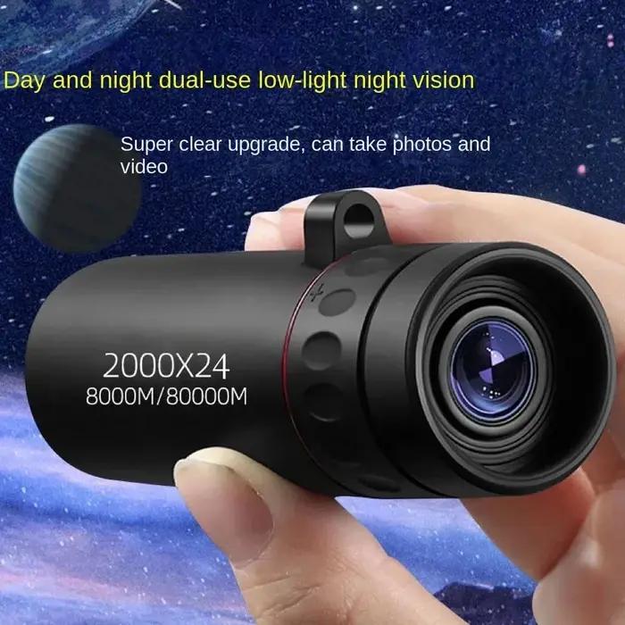 Monoculaire 2000x24 HD portable avec support smartphone - Télescope pour camping