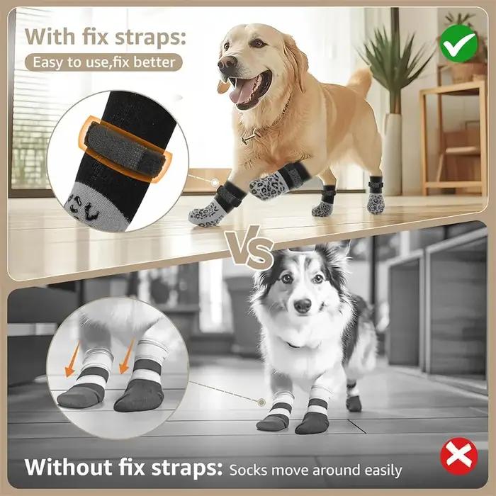4 protections antidérapantes pour pattes de chien avec contrôle de traction