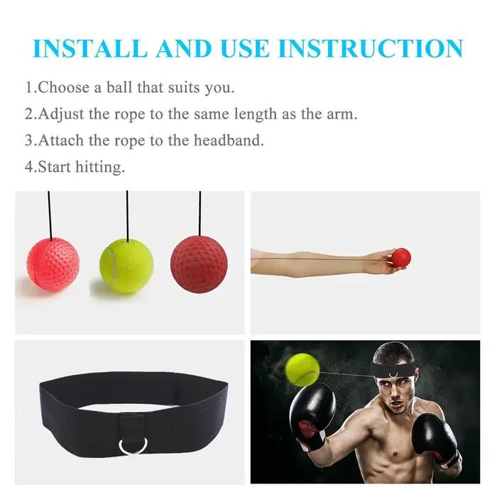 Ensemble de balles réflexes de boxe, 3 balles de boxe de niveau de difficulté avec bandeau réglable