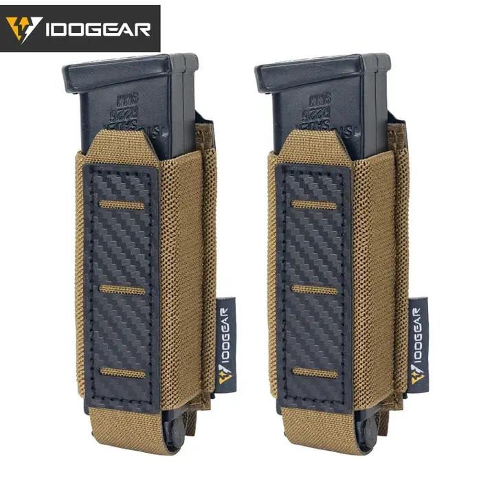 Étui chargeur tactique IDOGEAR fibre carbone 9mm anti-dérapant léger 2 pièces compatible MOLLE