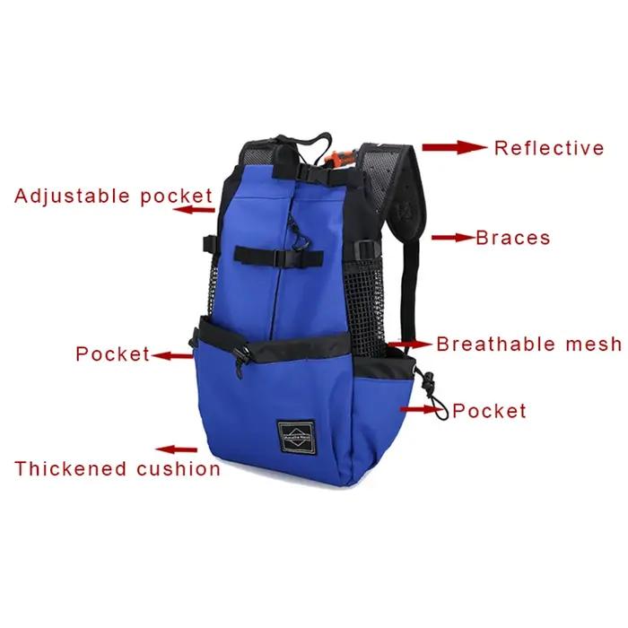 Sac à dos de transport pour chiens en polyester respirant, sac de randonnée pour promenade, sac de vélo pour animaux de compagnie, sac de voyage pour chiens de petite et moyenne taille, sac de plein air pour chiens et chats