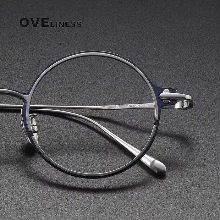 Monture de lunettes rétro en titane pur pour hommes et femmes, Vintage, ronde, Design de marque, mon
