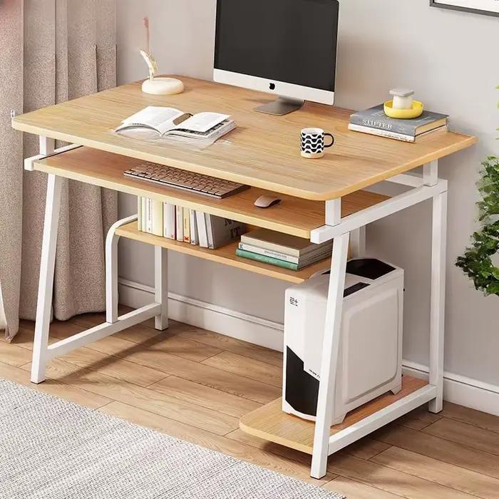 Petit bureau d'ordinateur pour petits espaces, table d'écriture moderne de 33,5 pouces avec étagère