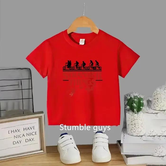 T-shirt d'été pour enfants, motif dessin animé mignon, imprimé Stranger Things, vêtements pour garço