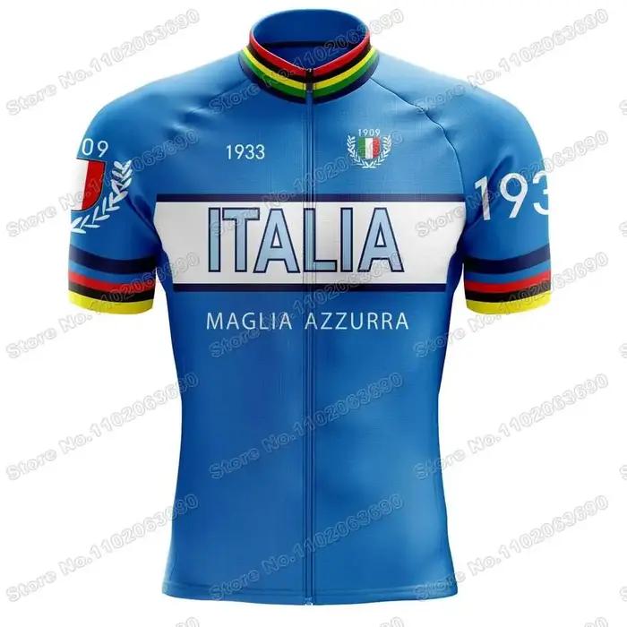 Ensemble de maillot de cyclisme de l'équipe d'Italie pour hommes, vêtements rétro, chemise de vélo de route, cuissard à bretelles trempé, uniforme d'équitation, vintage