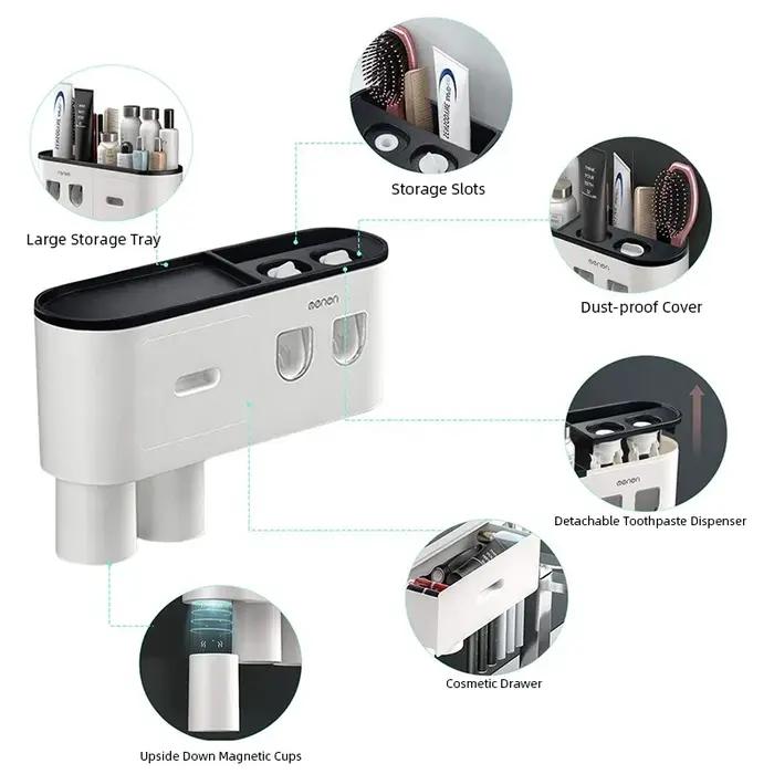 Porte-brosse à dents inversé à Adsorption magnétique, support mural Double distributeur automatique