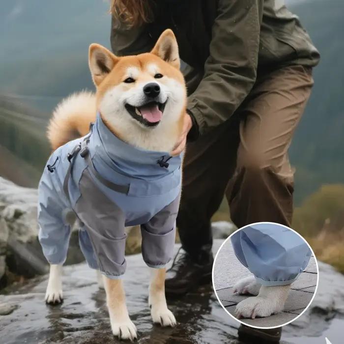 Imperméable pour chien, Poncho de pluie imperméable avec capuche, veste de pluie réglable hautement réfléchissante pour animaux de compagnie avec trou de laisse pour petit et moyen