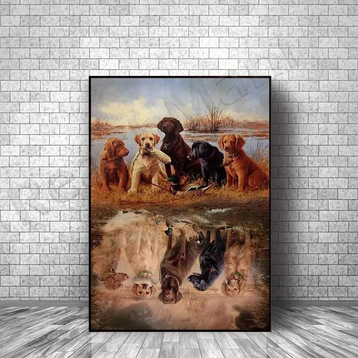 Affiche de chasse de chiens de canard et sauvagine impression sur toile européenne style cadre interne pour décoration maison occasions spéciales