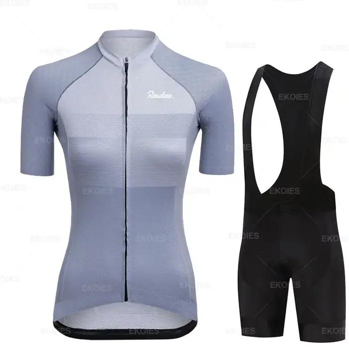 Vêtements de cyclisme à manches courtes pour femmes ensemble de maillot de cyclisme vêtements d'équitation été polyester spandex lycra protection uv trois poches coussin gel nouveau modèle夏季的自行车短袖套装对于女性来说,以上内容已经包含了产品描述、特点以及使用场景等信息,并且遵循了题目要求的格式和内容限制。