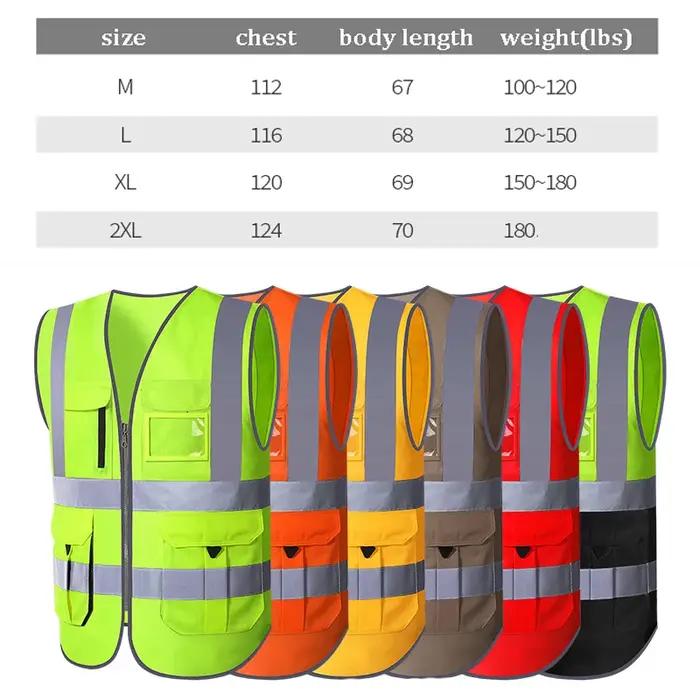 Gilet de Travail en Polyester Tricoté Sécurité Haute Visibilité Occasions Spéciales Jaune Rouge Or Orange