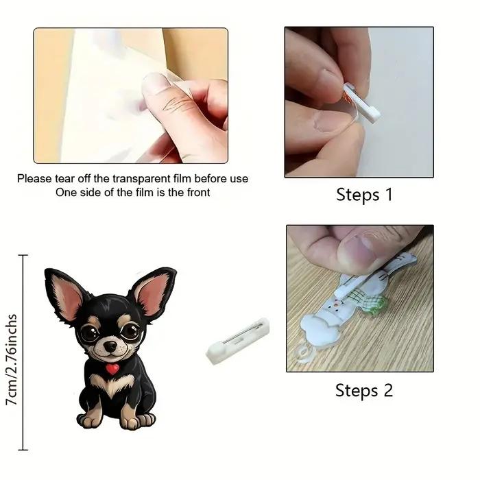 Broche 2D Chihuahua Chiot avec Collier Cœur