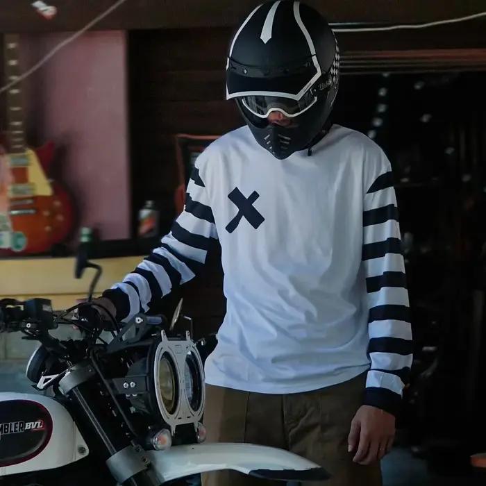 Combinaison de moto blanche d'été résistante à la transpiration pour homme pour descente et courses tout-terrain
