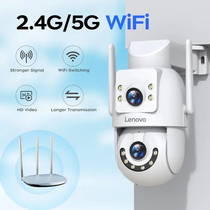 Caméra PTZ extérieure Lenovo HD 6MP double objectif double écran 5G WiFi tracking automatique surveillance sécurité vidéo