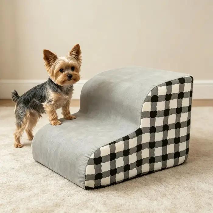 Escalier sécurisé pour chien en 2 étapes, rampes en mousse haute densité, marches antidérapantes pour animaux de compagnie âgés, animaux souffrant de douleurs articulaires, échelle pour canapé-lit