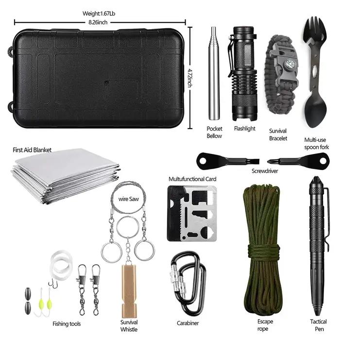 Kit de survie d'urgence professionnel, équipement de Camping multifonction, équipement de défense ta