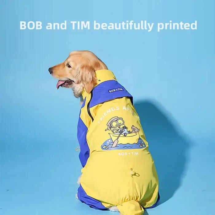 Impermeable Imprime Pour Chiens Moyens Grands Vetement Animal Compagnie Manteau Quatre Pattes Jaune Protection Pluie Boue Occasions Speciales