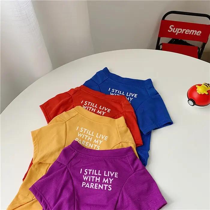 T-shirt en Coton Respirant avec Lettres Imprimées pour Petit et Moyen Chien
